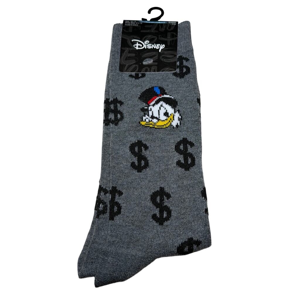 Disney Ducktales Scrooge McDuck Men's Crew Socks Size 6.5-12 Gray